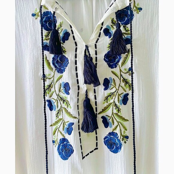 ST. ROCHE “Willow” Embroidery Floral Shirtdress – White/Navy (Size S) – NWT 💙 - Picture 5 of 10